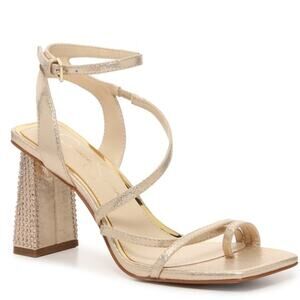 [H205] Jessica Simpson Gold 'Zixtie' Sandal Square Toe